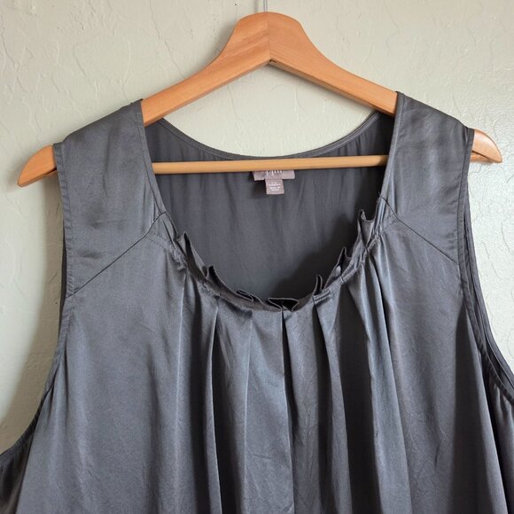 J.Jill 100% Silk Pleated Ruffled Sleeveless Blouse Top Grey/Silver Size 2X Plus - Picture 3 of 10
